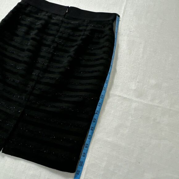 Ann Taylor Pencil Skirt womens Black Straight Striped Metallic size Petite 6 - Picture 9 of 14